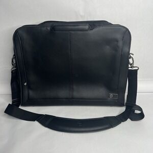 Dell Laptop Computer Brief Case Messenger Bag 18"‎ x 13" Black Vintage Pockets